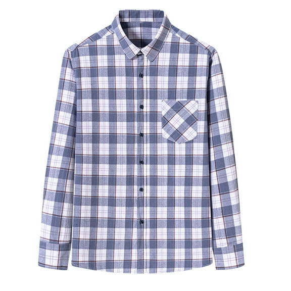 Long Sleeve Work Shirts for Men Button Down Flannel Shirts Business Casual Blouse Top Light Blue XL