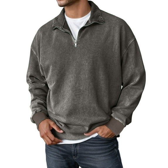 Long Sleeve Work Shirts for Men V Neck Knit Po|os Lightweight Casual Pullover Sweater Business Dress Fall Clothes (Grey-f, S)