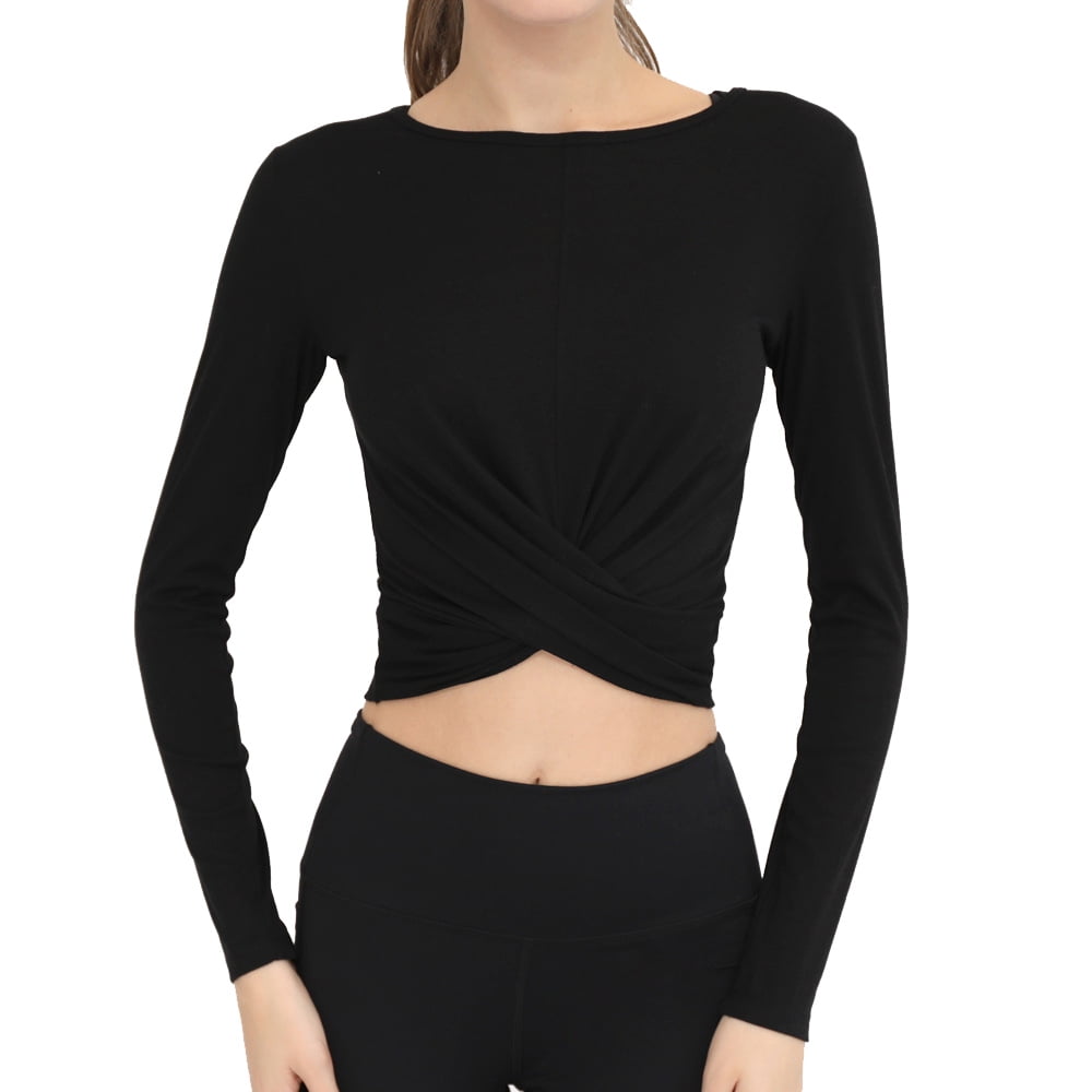 Long Sleeve Workout Shirts for Women Gym Running Seamless Yoga Tops