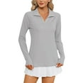 thumbnail image 1 of Long Sleeve Workout Tops for Women, Comdrip Womens Long Sleeve Shirts 50+ Sun 1/4 Zip Summer Hiking Shirt Quarter Zip Pullover Athletic Tops for Women Light Ashy S, 1 of 9