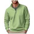 thumbnail image 1 of Long Sleeve Workout Tops for Men Spring Fall Top Peach Skin Zipper Stand Solid Sweatshirt Washed Hoodless Sweatshirt Fall Clothes (Light Green-b, S), 1 of 6