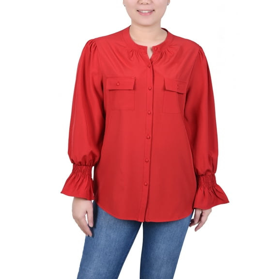 Long Sleeve Y Neck Blouse