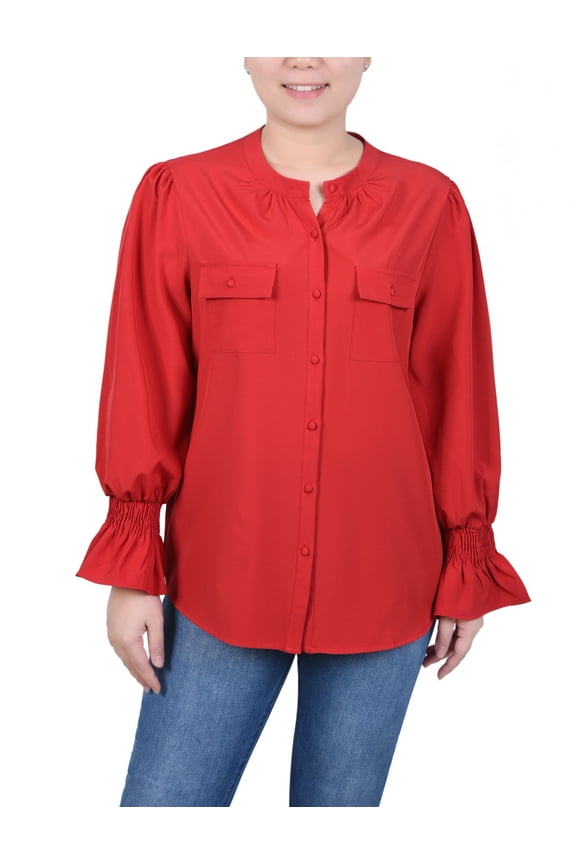 Long Sleeve Y Neck Blouse