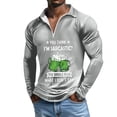 thumbnail image 1 of Long Sleeve Zip Collar Shirt with Printed Graphic Casual Fit Lightweight Pullover Top for Men Novelty Design Gray L 2XL, 1 of 4