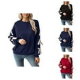thumbnail image 1 of Long Sleeve with Bows Cute Sweatshirts for Women 2025 Fall Winter Casual Crewneck Sweatshirt Pullover Tops, 1 of 7