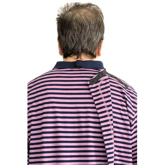 Long-Sleeved Adaptive Polo T-Shirt for Mens - Thomas, Blue - Medium