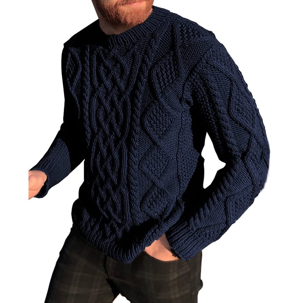 Long Sleeved Men Fall Winter Cable Knit Sweater Warm Pullover Jumper ...