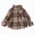thumbnail image 1 of Long Sleeved Plaid Shirt Boy'S Color Block Cardigan Lapel Top,Plaid Lapel Shirt 4-5Years, 1 of 9