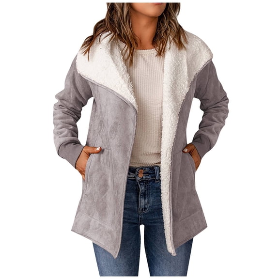 Long Sleeved Suede Lambswool Warm Coat For Women