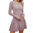 thumbnail image 1 of Long-Sleeved Sweater Dress, Autumn Dress, Round Neck, High Waist, Slim Dress, Women'S Casual Dress Lotus Pink S, 1 of 8
