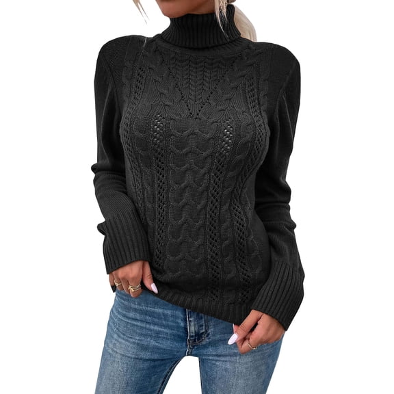 Long Sleeved Women Fall Winter Turtleneck Slim Sweater Solid Casual Knit Pullovers