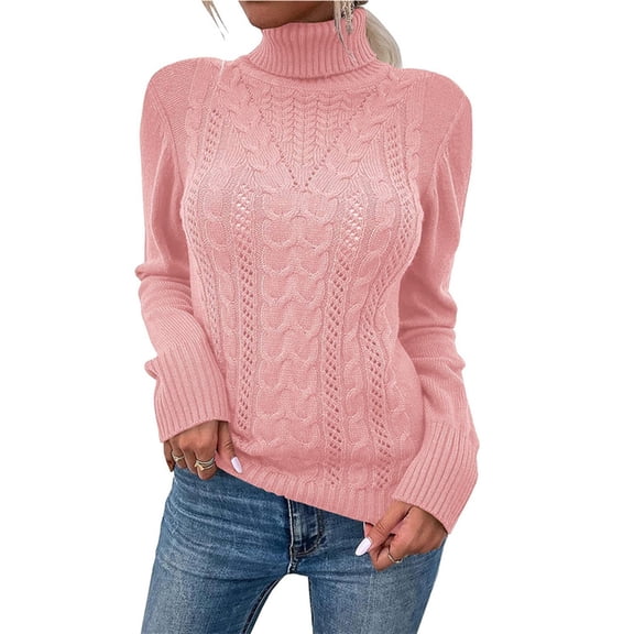 Long Sleeved Women Fall Winter Turtleneck Slim Sweater Solid Casual Knit Pullovers