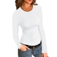 thumbnail image 1 of Long Sleeved Women Round Neck Solid Color Slim Fit Shirt Tops, 1 of 2