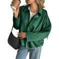 thumbnail image 1 of Long Sleeved Women Spring Fall Faux Suede Bomber Jackets Turn-down Collar Casual Lapel Zipper Jacket, 1 of 7