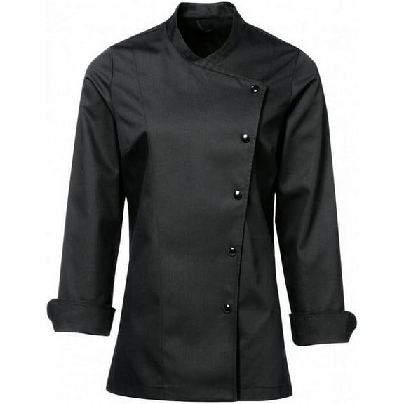 Long Sleeves Black Color New Chef Coat Jacket Uniform for women ideal for food service, Caterers and Culinary professional L Size