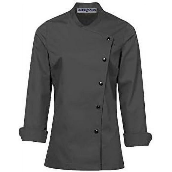 Long Sleeves Gray Color New Chef Coat Jacket Uniform for women ideal for food service, Caterers and Culinary professional M Size