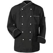 Long Sleeves Men Women Chef Coat Jacket Uniform Unisex for Food Service, Caterers, Bakers and Culinary Professional (Black, Medium)