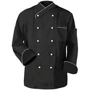 Long Sleeves Men Women Chef Coat Jacket Uniform Unisex for Food Service, Caterers, Bakers and Culinary Professional Black, XX-Large