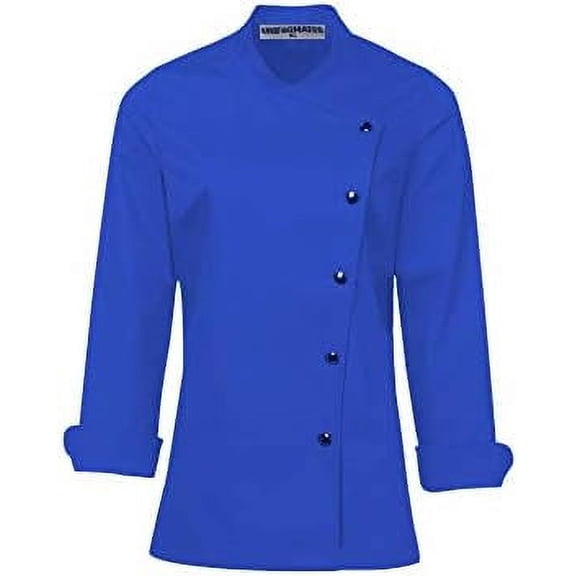 Long Sleeves Royal Blue Color New Chef Coat Jacket Uniform for women ideal for food service, Caterers and Culinary professional S Size