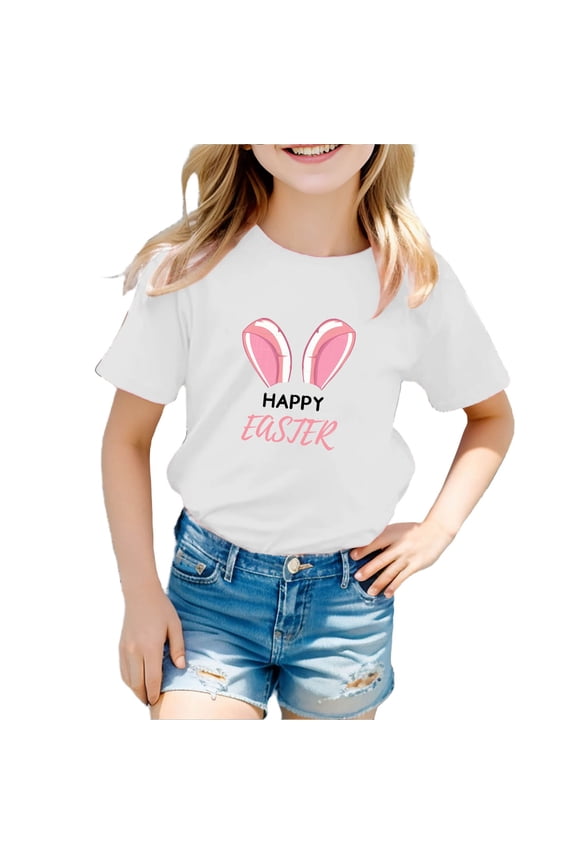 Long Sleeves Shirt for Girls Top Sweaters Easter Children's Cute Rabbit Easter Egg Casual T Shirt