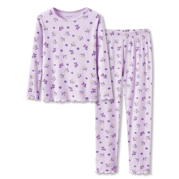 Beezizac Long Sleeves Top & Pants Pajamas for Little/Big Girls Cool Fall Ditsy Floral Loungewear PJ Set Size 7