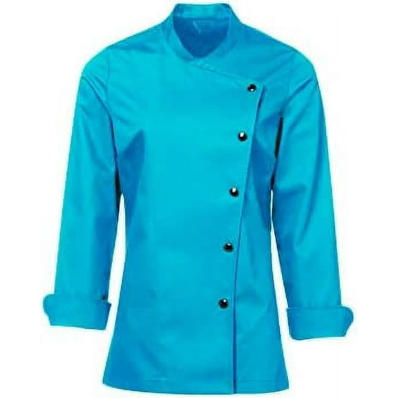Long Sleeves Turquoise Color New Chef Coat Jacket Uniform for women ideal for food service, Caterers and Culinary professional XS Size