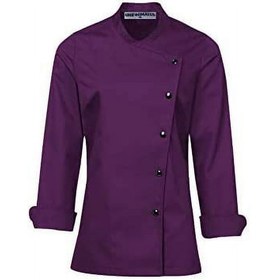 Long Sleeves Violet Color New Chef Coat Jacket Uniform for women ideal for food service, Caterers and Culinary professional XS Size