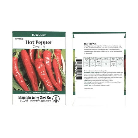 Long Slim Cayenne Hot Pepper Garden Seeds - 300 Mg Packet - Non-GMO, Heirloom Vegetable Gardening Seeds
