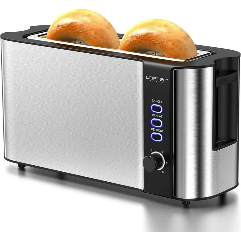 2 Slice Stainless Steel Toaster with Extra-Wide Slot, LED Display 7  Browning Settings, 850 W, Silver 