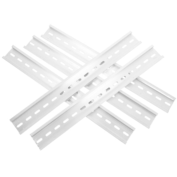 Long Slotted Din Rail Rack Mount Din Rail Electrical Installation Track Guide Aluminum Silver 30.00X3.80X1.00CM 10 Pcs