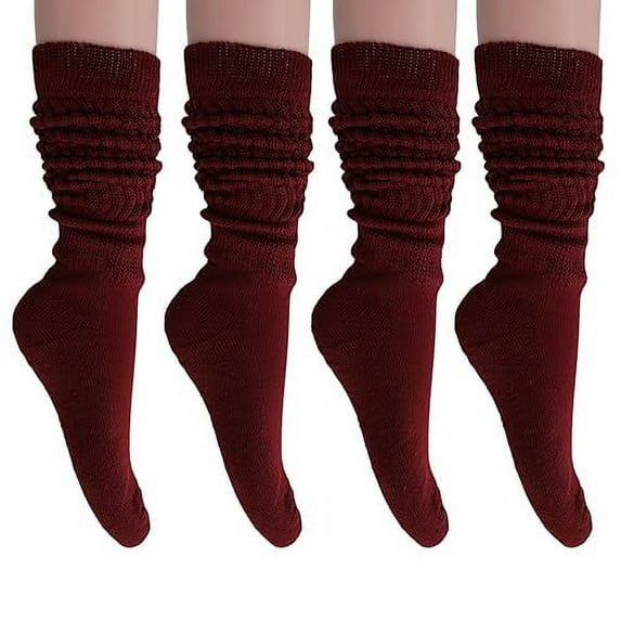 Long Slouch Scrunched Knee Socks 4 Pairs Shoe Size 5 to 14