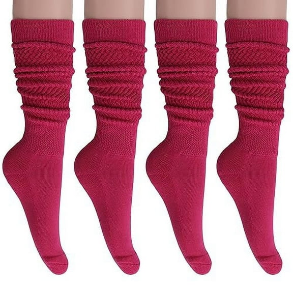 Long Slouch Scrunched Knee Socks 4 Pairs Shoe Size 5 to 19