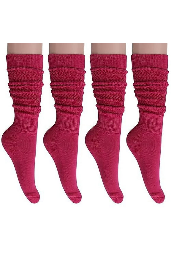 Long Slouch Scrunched Knee Socks 4 Pairs Shoe Size 5 to 19