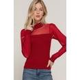 thumbnail image 1 of Long Slv Mesh Panel Detail Sweater Top, 1 of 5