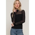 thumbnail image 1 of Long Slv Mesh Panel Detail Sweater Top, 1 of 5