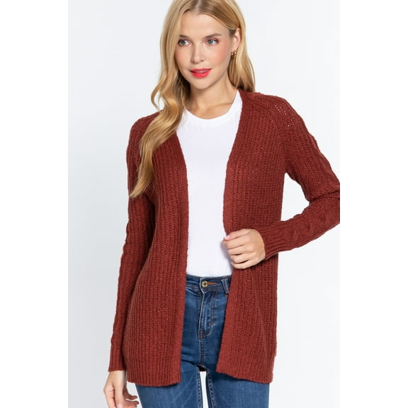 Long Slv Open Front Sweater Cardigan S
