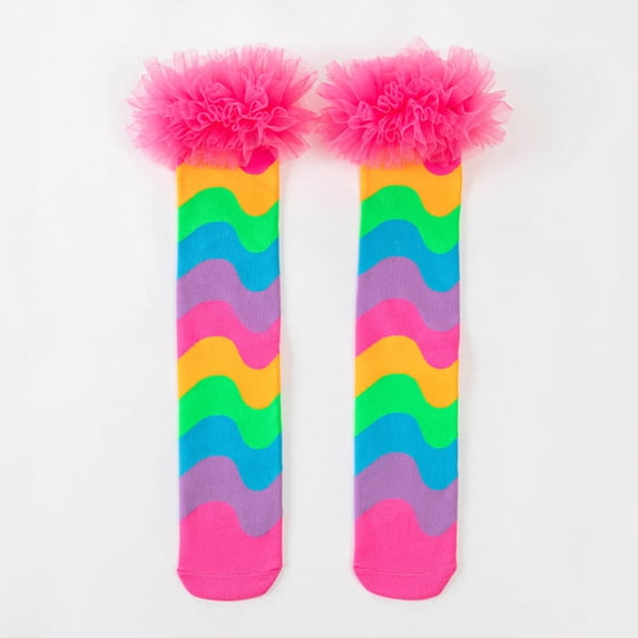 Long Socks for Boy Children Striped Knee High Socks, Boys Girls Color Knee High Stockings Performance Casual Mesh Ruffle Mid-Calf Socks Comfy Socks One Size