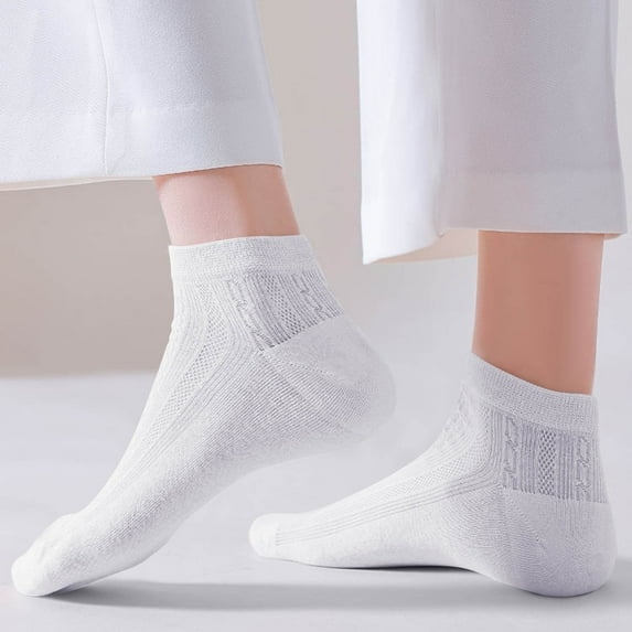 Long Socks New Women's Solid Color Shallow Mouth Socks Ventilate Sweat Absorbing Socks White Free Size