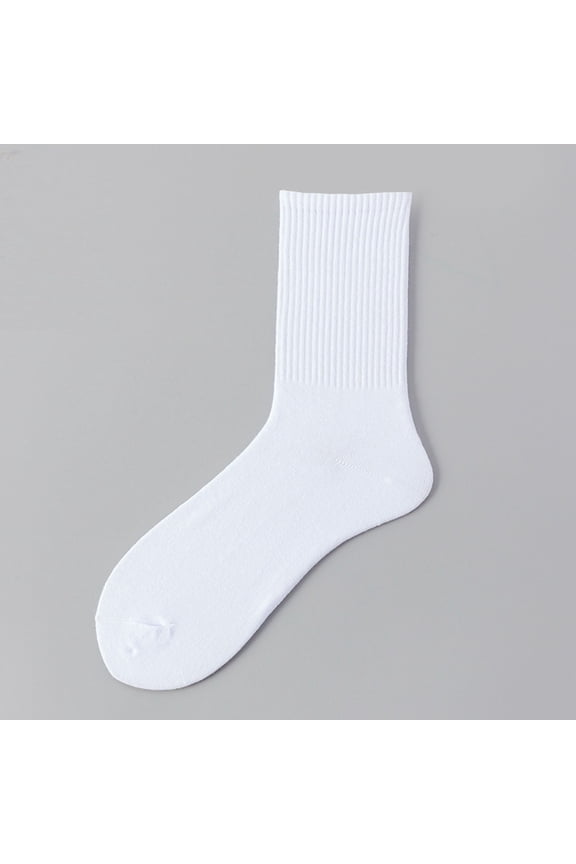 Long Socks Solid Color Socks Nylon High Elastic Socks Flat Socks for Men, Large Size 43-48 for Comfort - Color White