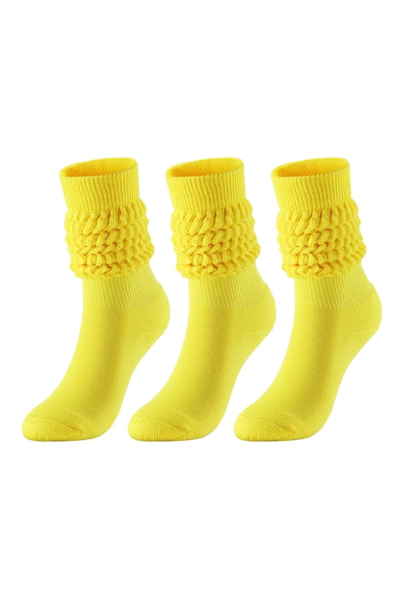 Long Socks for Boots Women Scrunch Short Sock - Soft Solid Ankle Socks Soccer Socks Youth Yellow One Size