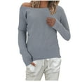 thumbnail image 1 of Long Solid One Sleeve Color Line Threaded Women's Casual Top Fashion Women's Blouse, 1 of 2