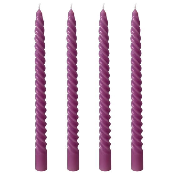 Long Spiral Twist Candles 9.8 Inch Tall, 4 Pack Taper Candles for Dinner, Christmas, Wedding, Birthday Party, Home Decoration, Unscented Wax Candles