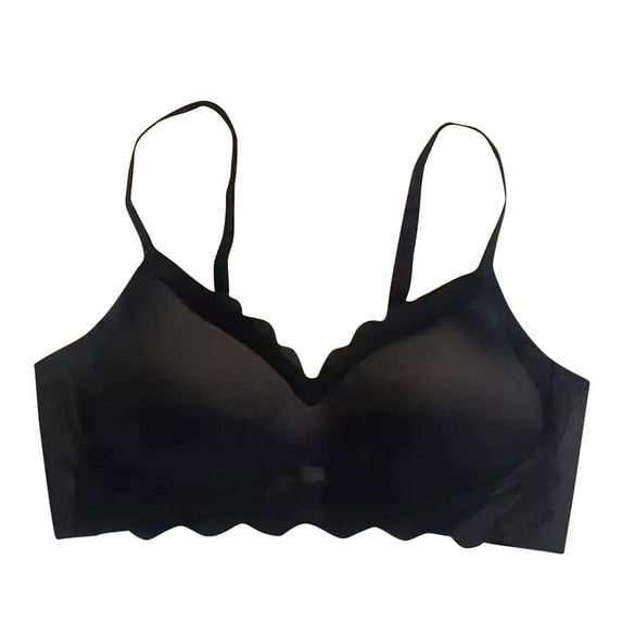 Long Sports Bras for Women Pullover Bra Feature V-Neck Bralette Bra Style W-1491 Black L