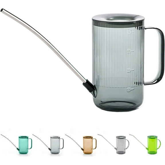 Long Spout Watering Can Indoor, Small Watering Cans for House Plants, Flowers, Succulents, 34oz (Grey)