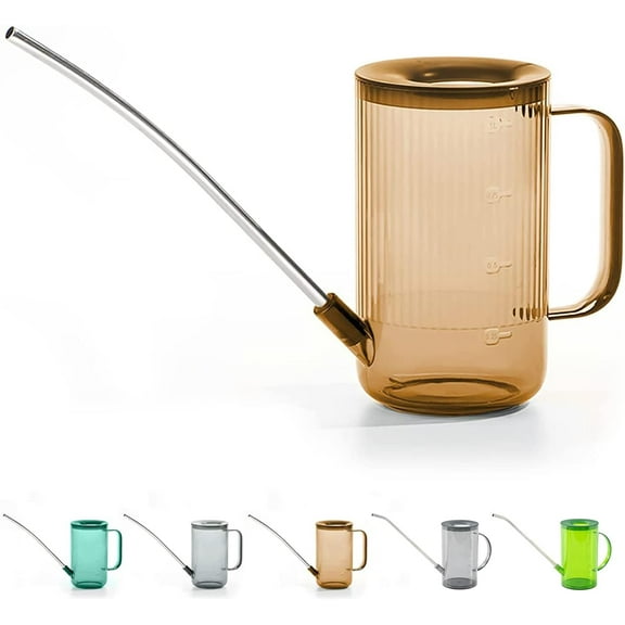 Long Spout Watering Can Indoor, Small Watering Cans for House Plants, Flowers, Succulents, 34oz (Grey)