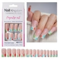 thumbnail image 1 of Long Square French Tip Press On Nails 30pcs Full Covers Acrylic False Nails With Glossy Designs for Wedding Party, 1 of 4