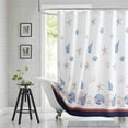 thumbnail image 1 of Long Stall Shower Curtain, 54 x 78 Inch Coastal Shower Curtain, Seashell Starfish Nautical Lighthouse Fabric Shower Curtains for Bathroom, 54" W x 78" H, 1 of 6