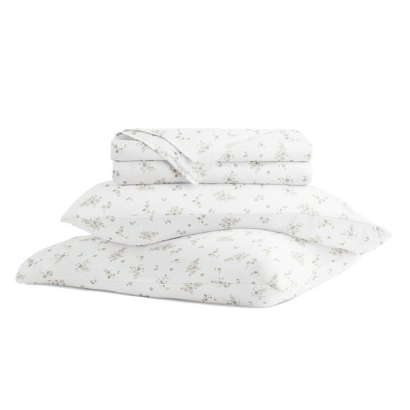 Long-Staple Vintage-Washed Cotton Bed Sheets Set in Bouquet Bliss by Comfort Canopy