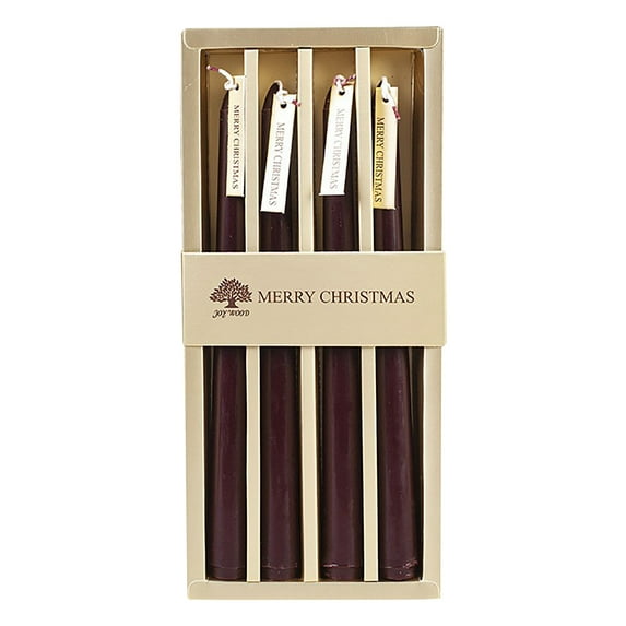Christmas Taper Candles 12 Inch – 4 Pack Smokeless & Dripless Taper Candles for Centerpieces at Wedding, Holiday Dinners, Festive Parties and Home Decor