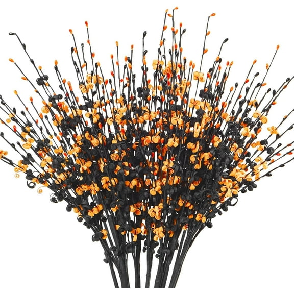 Long Stem Artificial Flowers for Tall Vase, Fake Branches, Pussy Willow Branches Faux Jasmine Flowers Home Vase Fillers for Home Hotel Office Bedroom DIY Decor (10 Pcs White) A